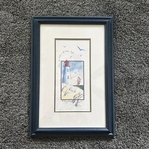 Framed Print Of Lighthouse 11x16 Signed D.Morgan 1994 Inspirational Print.